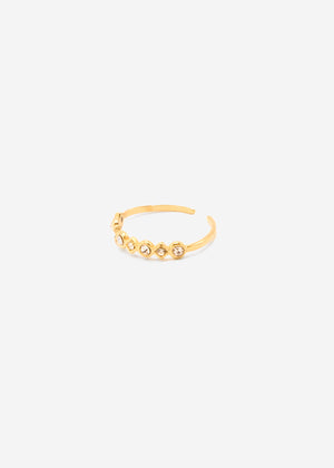Delicate ring with sparkling stones, gold