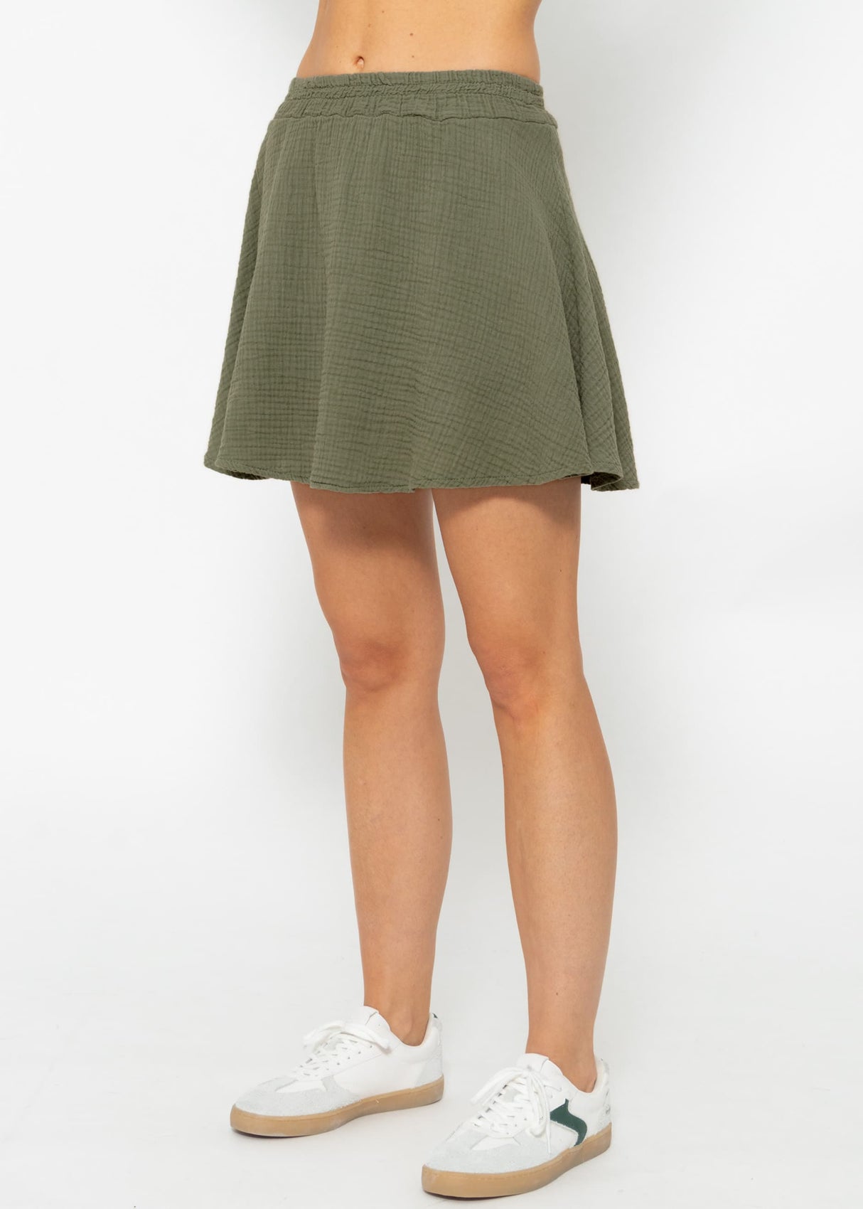 Muslin skirt shorts, khaki