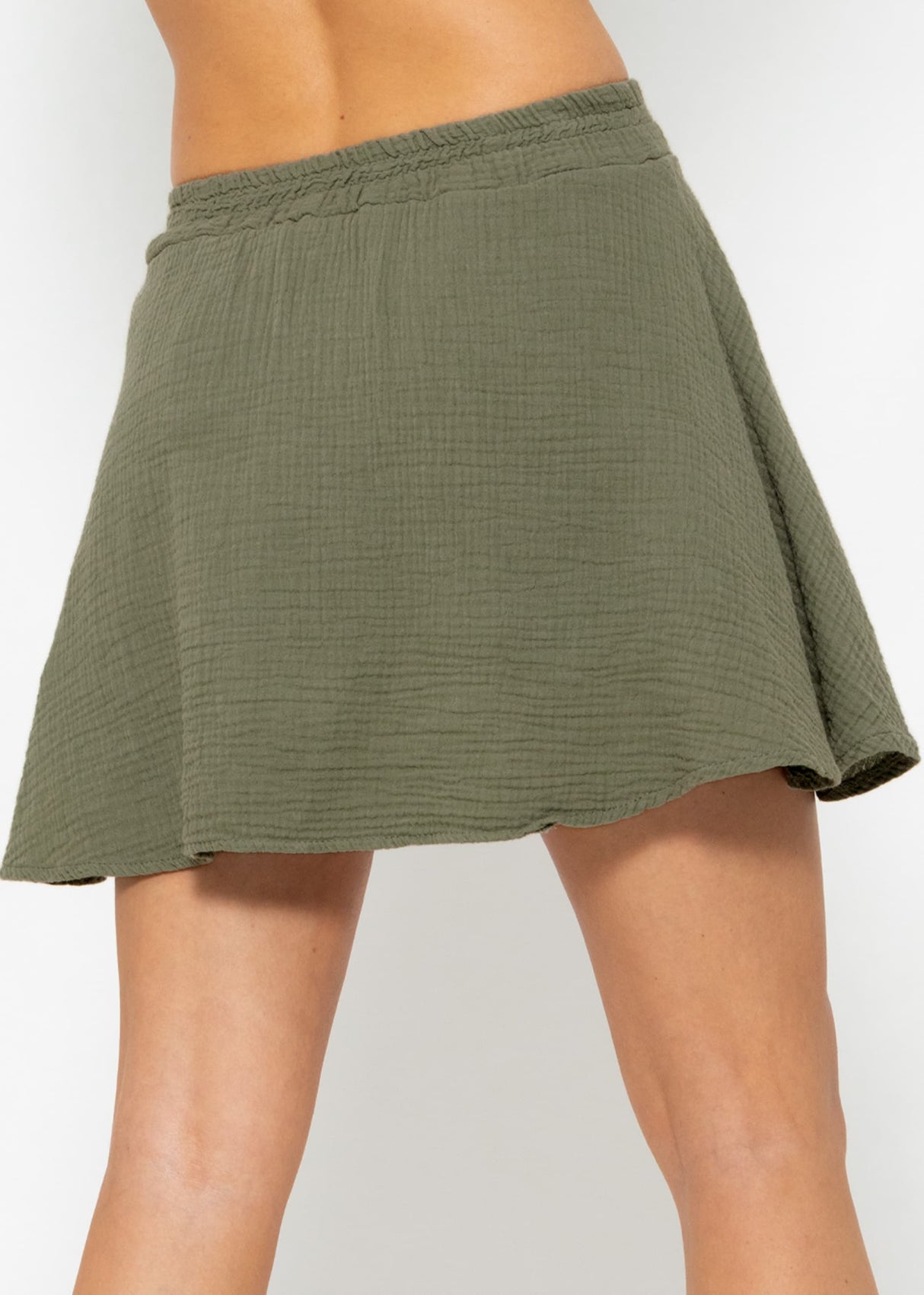 Muslin skirt shorts, khaki