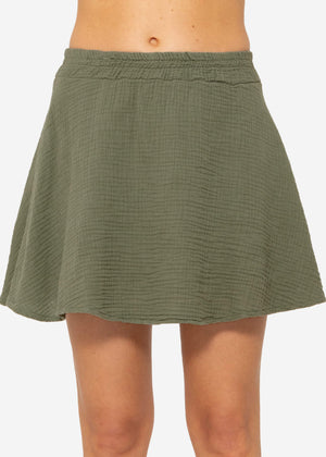 Muslin skirt shorts, khaki