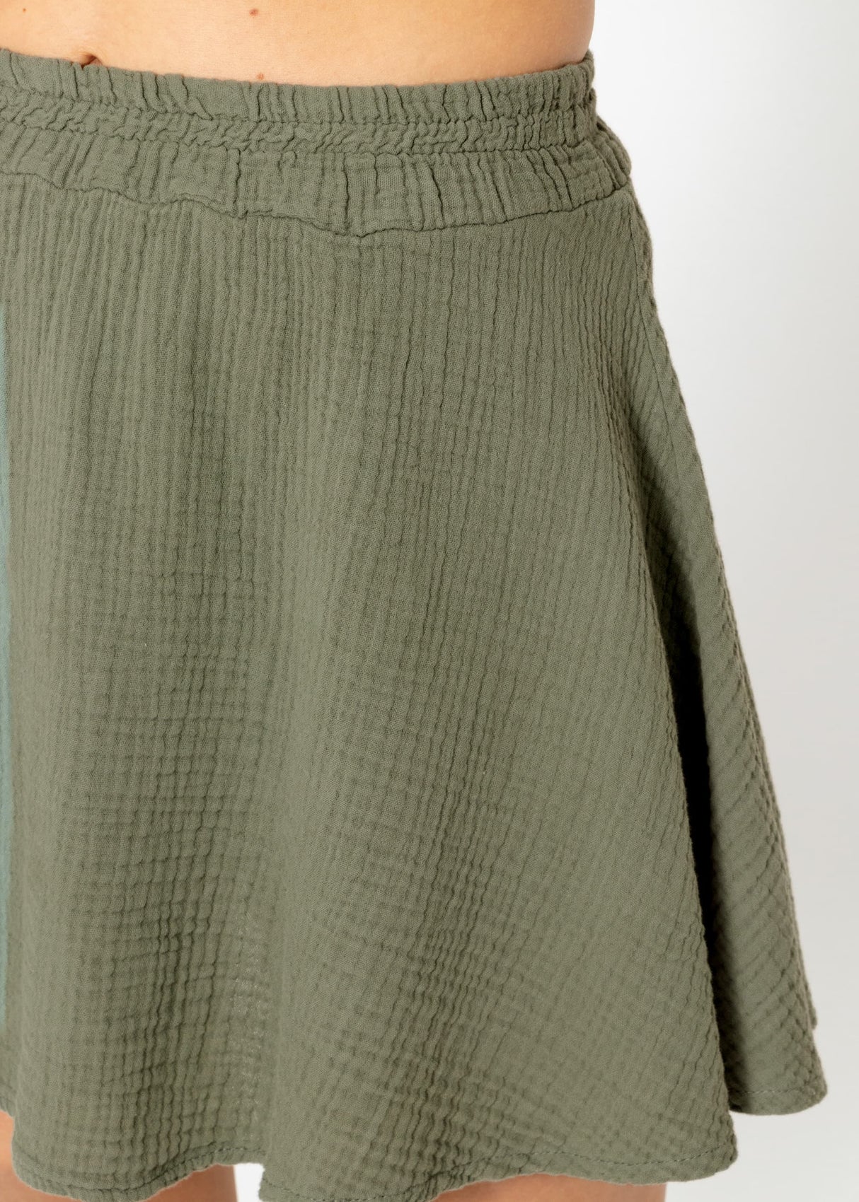 Muslin skirt shorts, khaki
