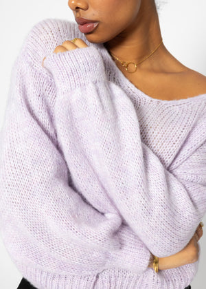 V-neck sweater - lilac