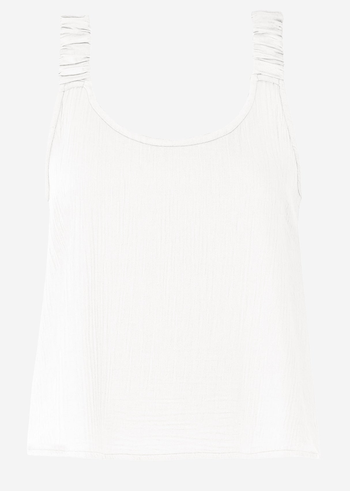 Musselin top with gathered straps - white