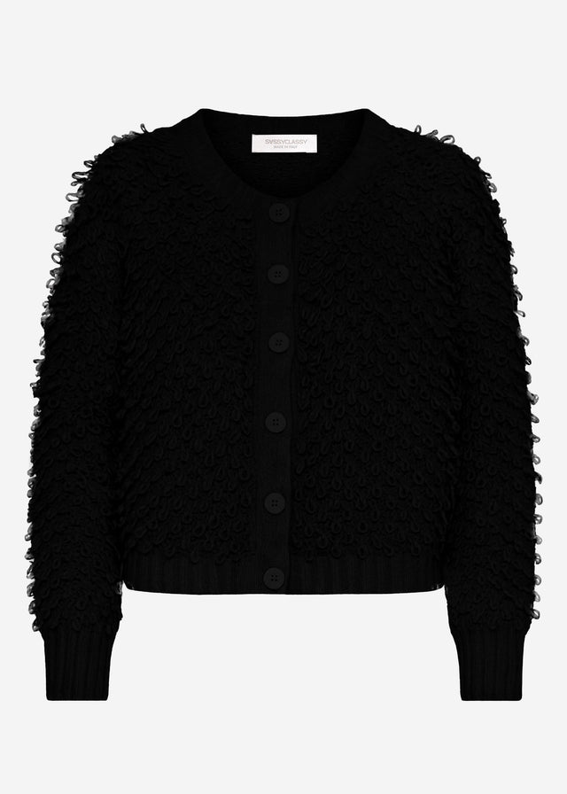 Strickjacke mit Loop-Struktur - schwarz