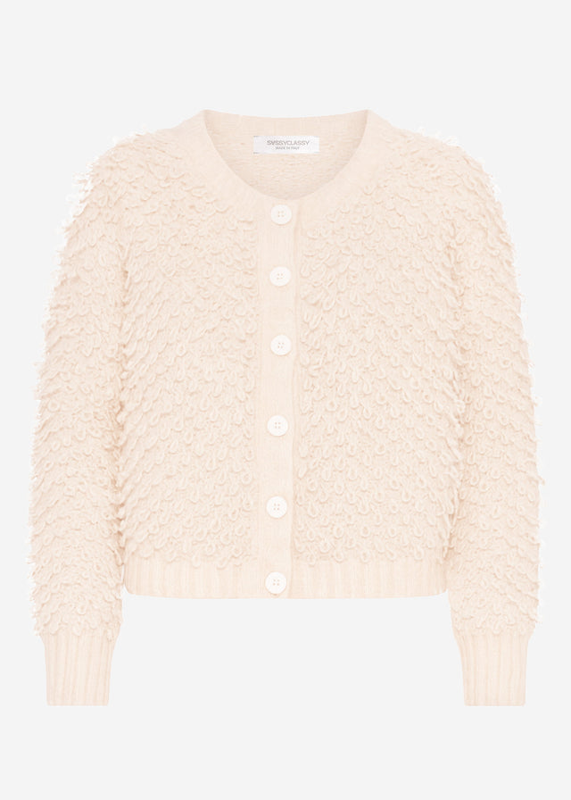 Strickjacke mit Loop-Struktur - hellbeige