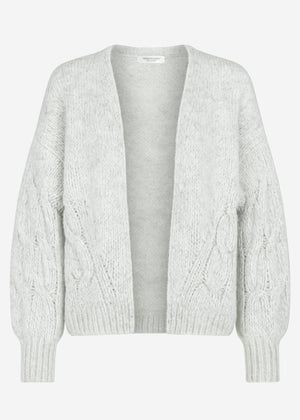 Oversize Cardigan mit Zopfmuster-Detail - hellgrau