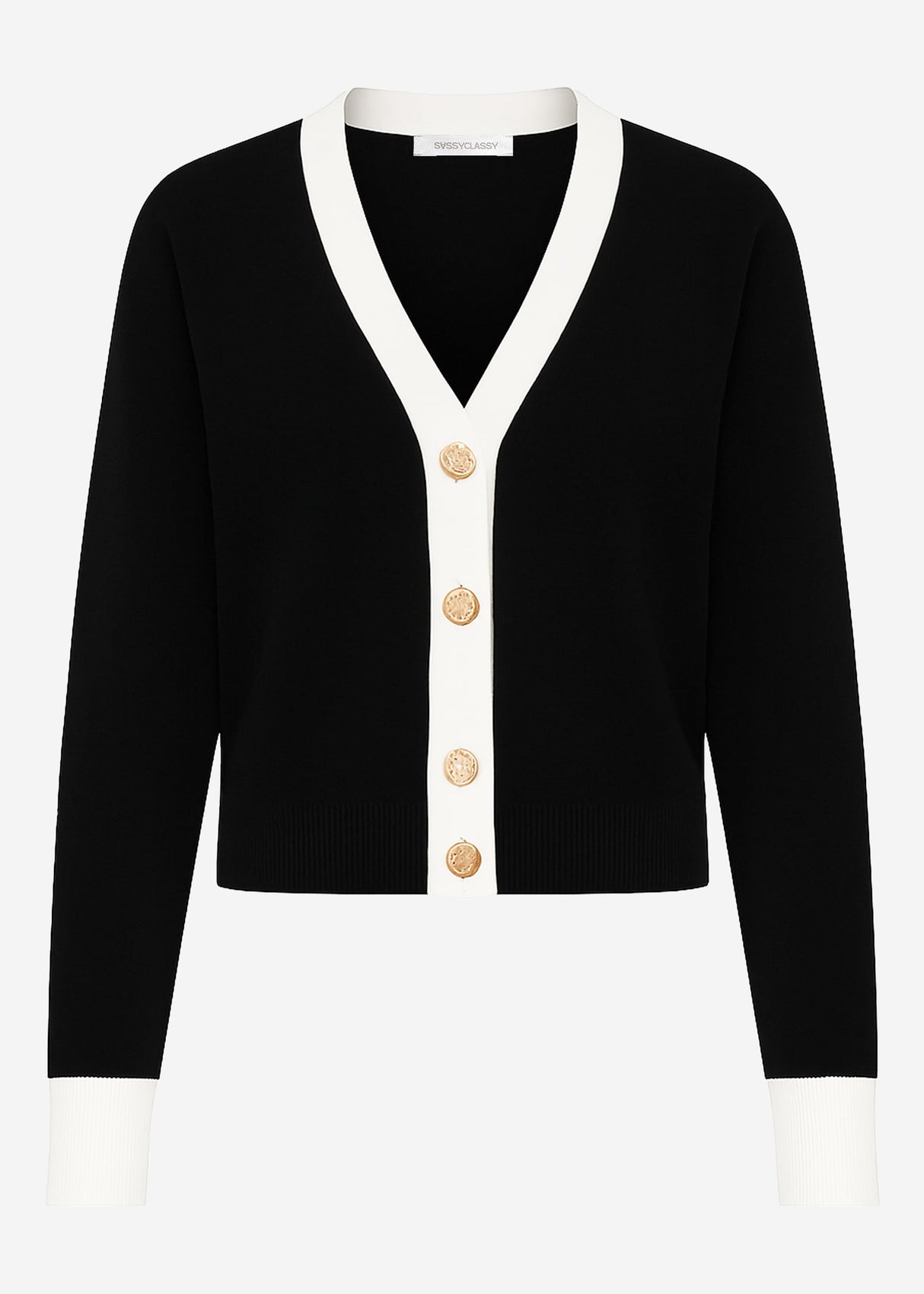 Cardigan with contrast panel - black