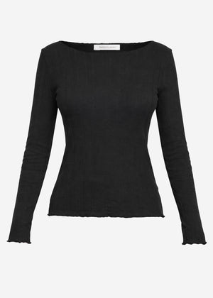 Pointelle Langarmshirt - schwarz