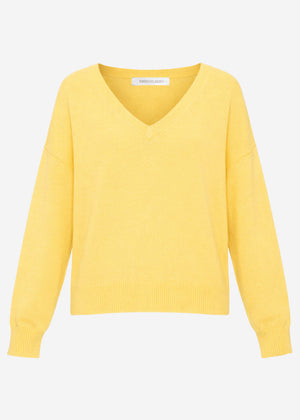 Sweater with deep V-neck - yellow