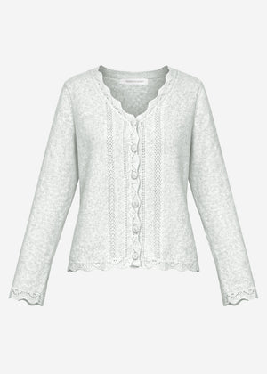 Pointelle Strickjacke - hellgrau