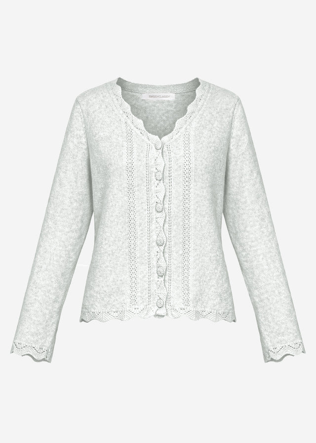 Pointelle Strickjacke - hellgrau