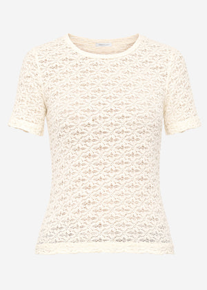 T-Shirt aus floraler Spitze - offwhite