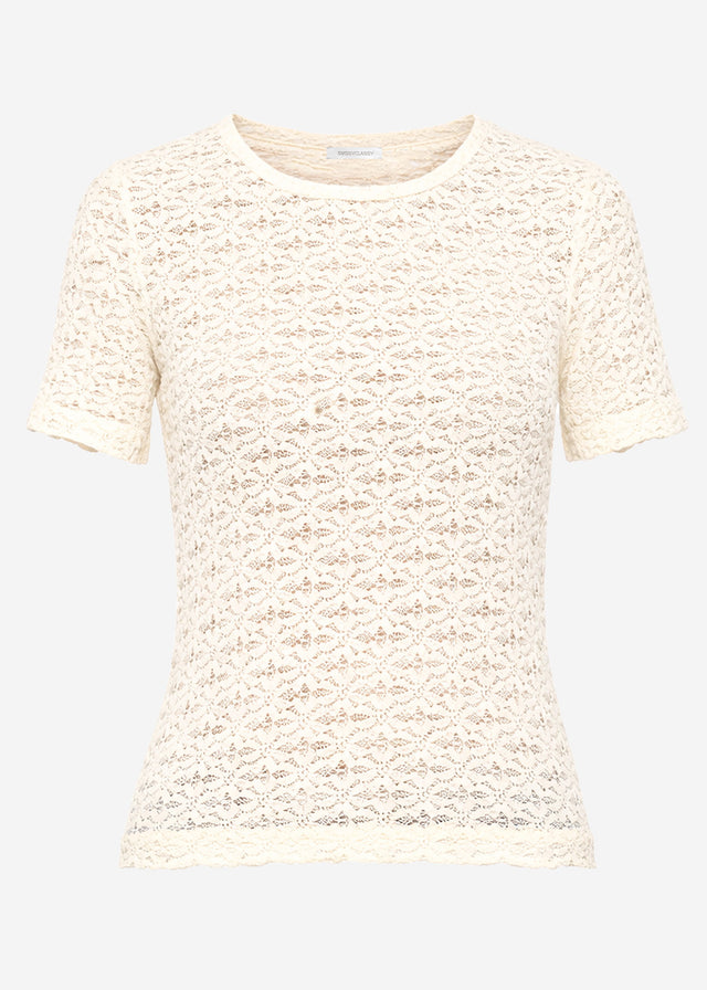 T-Shirt aus floraler Spitze - offwhite