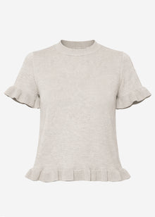 Kurzarm-Pullover mit Volants - grau