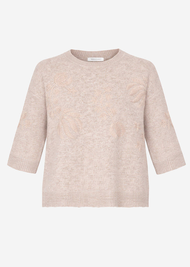 Jumper with floral embroidery - taupe