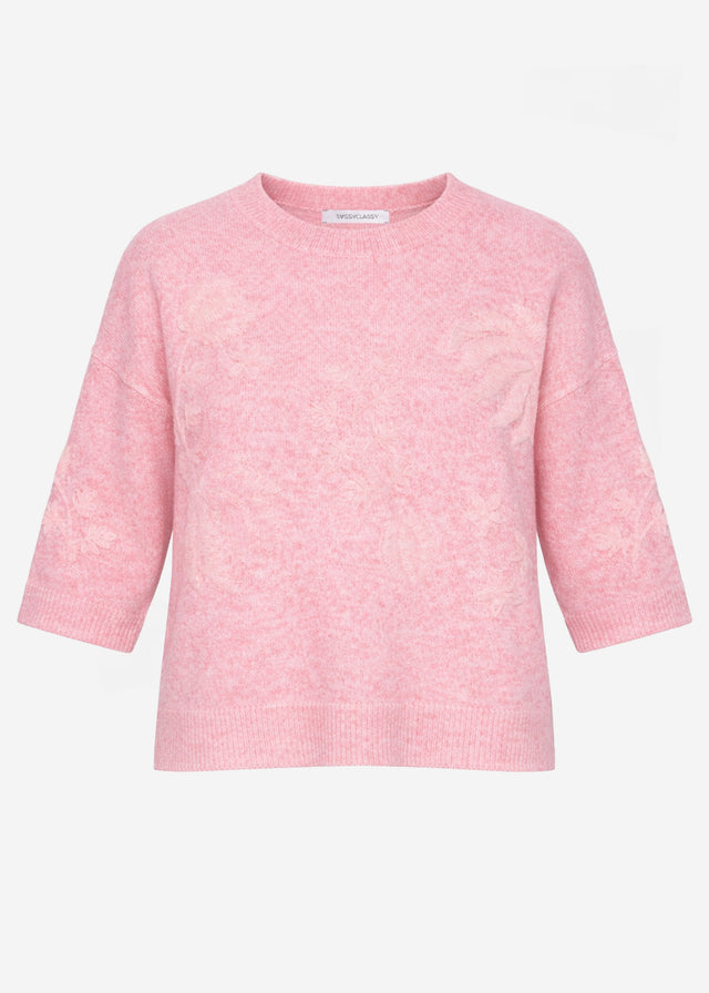 Jumper with floral embroidery - rose