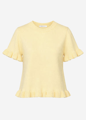 Kurzarm-Pullover mit Volants - buttergelb
