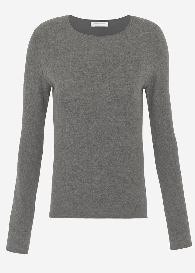 Langarmshirt mit Kaschmiranteil - dunkelgrau