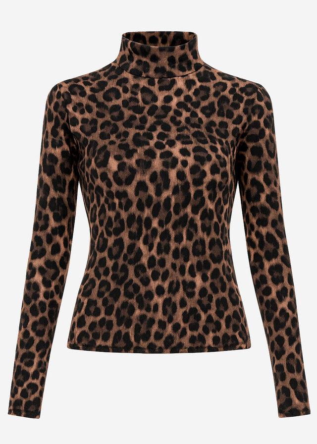Langarmshirt im Leo-Print - braun