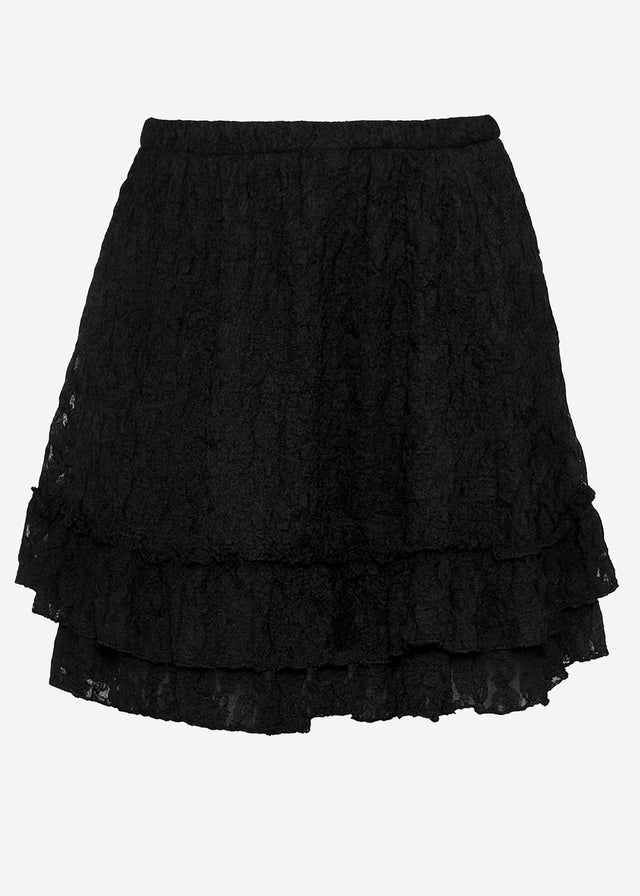 Short lace flounce skirt - black