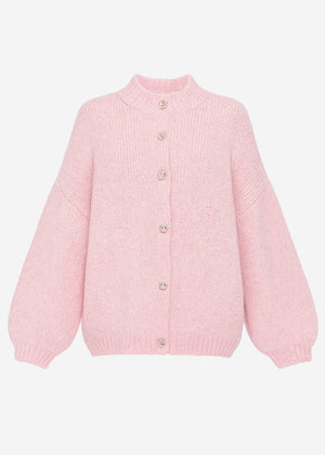 Oversized cardigan with decorative buttons - pink