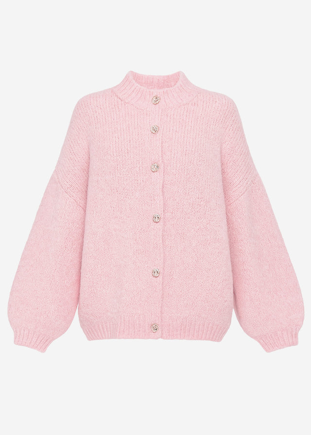 Oversize Cardigan mit Schmuckknöpfen - rosa