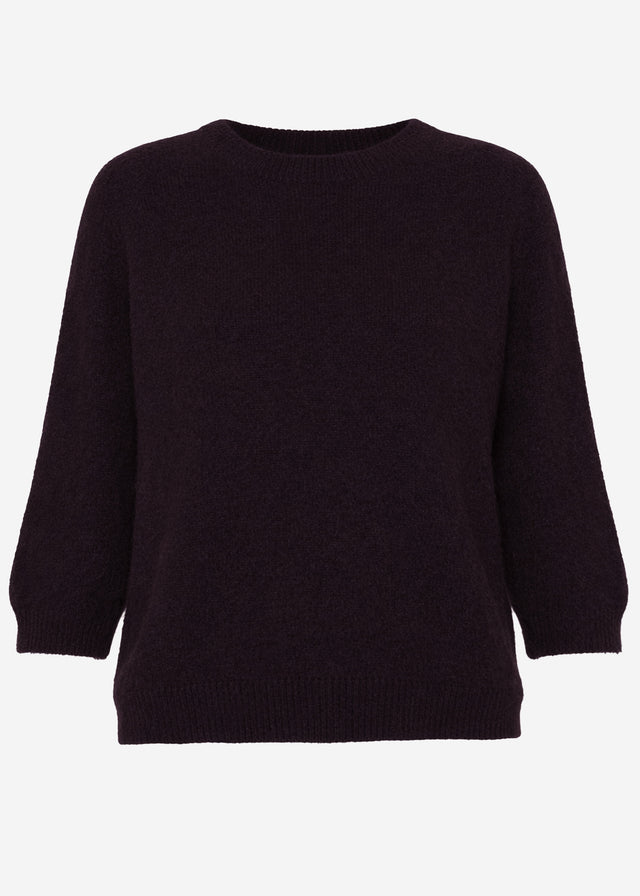 Knit top with alpaca - dark brown