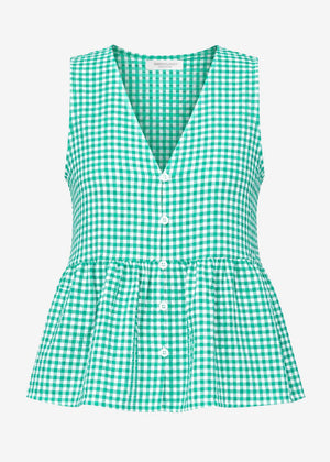 Musselin Top mit Vichy-Print - grün