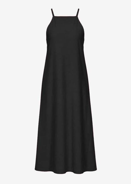 Langes Slip Kleid mit Trägern - schwarz von SASSYCLASSY