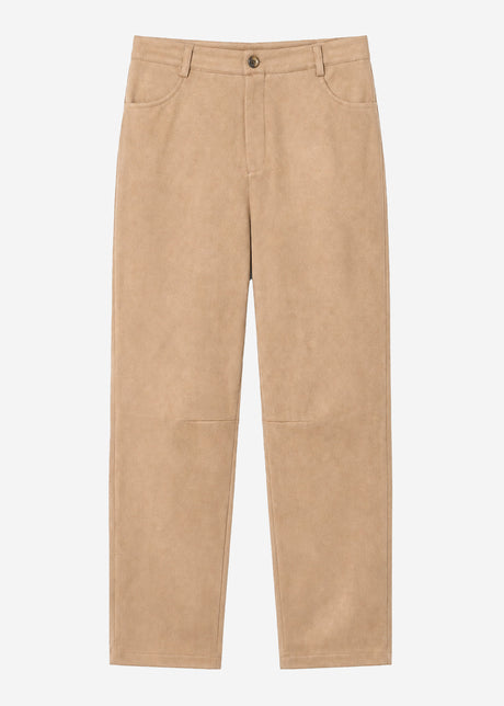 Barrel-Leg Hose in Wildlederoptik - beige von SASSYCLASSY