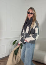 Cardigan im Karomuster - grau