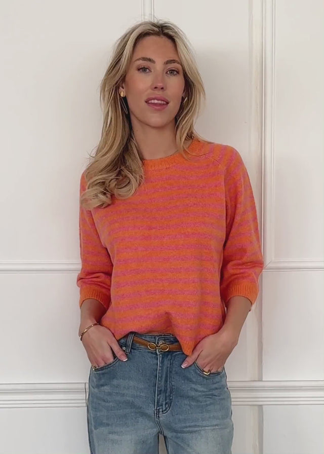 Striped knit top - orange-pink by SASSYCLASSY