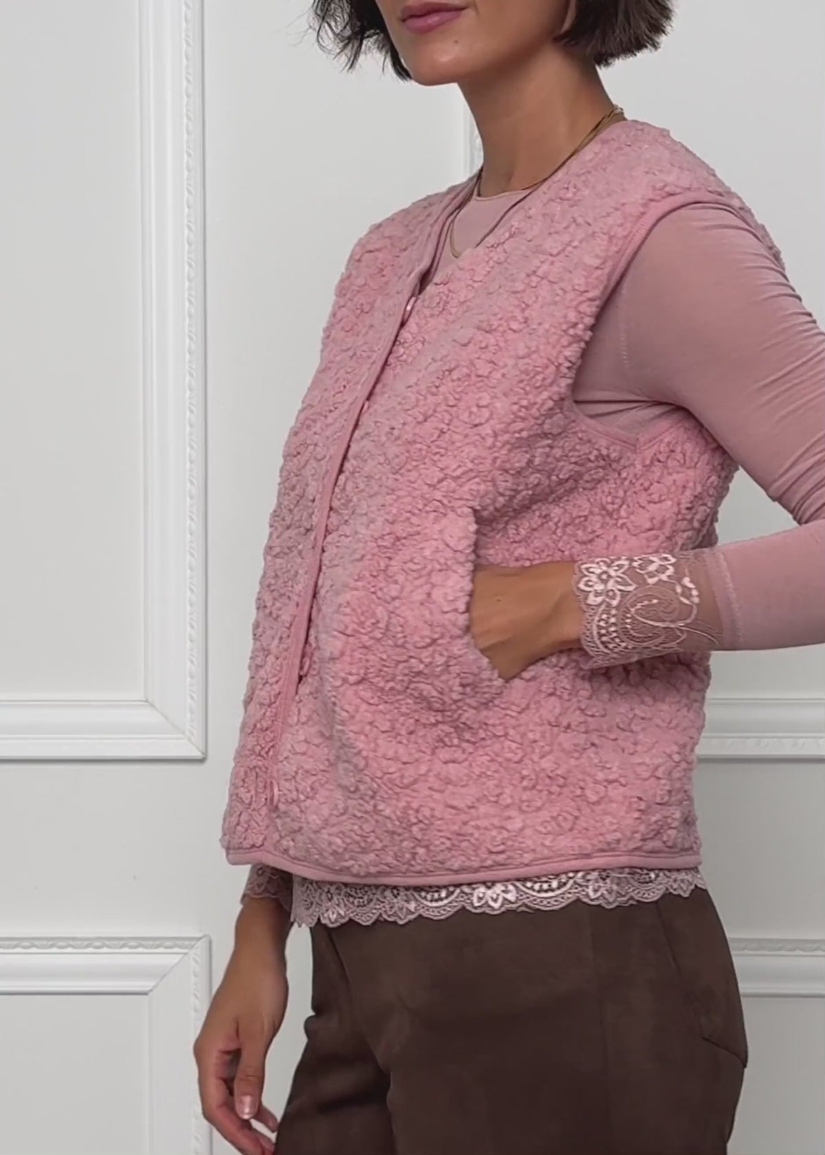 Teddy Weste mit Knöpfen - altrosa von SASSYCLASSY