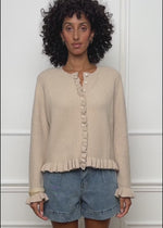 Cardigan with ruffles - beige
