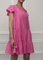 Stufenkleid mit Flügelärmel - pink