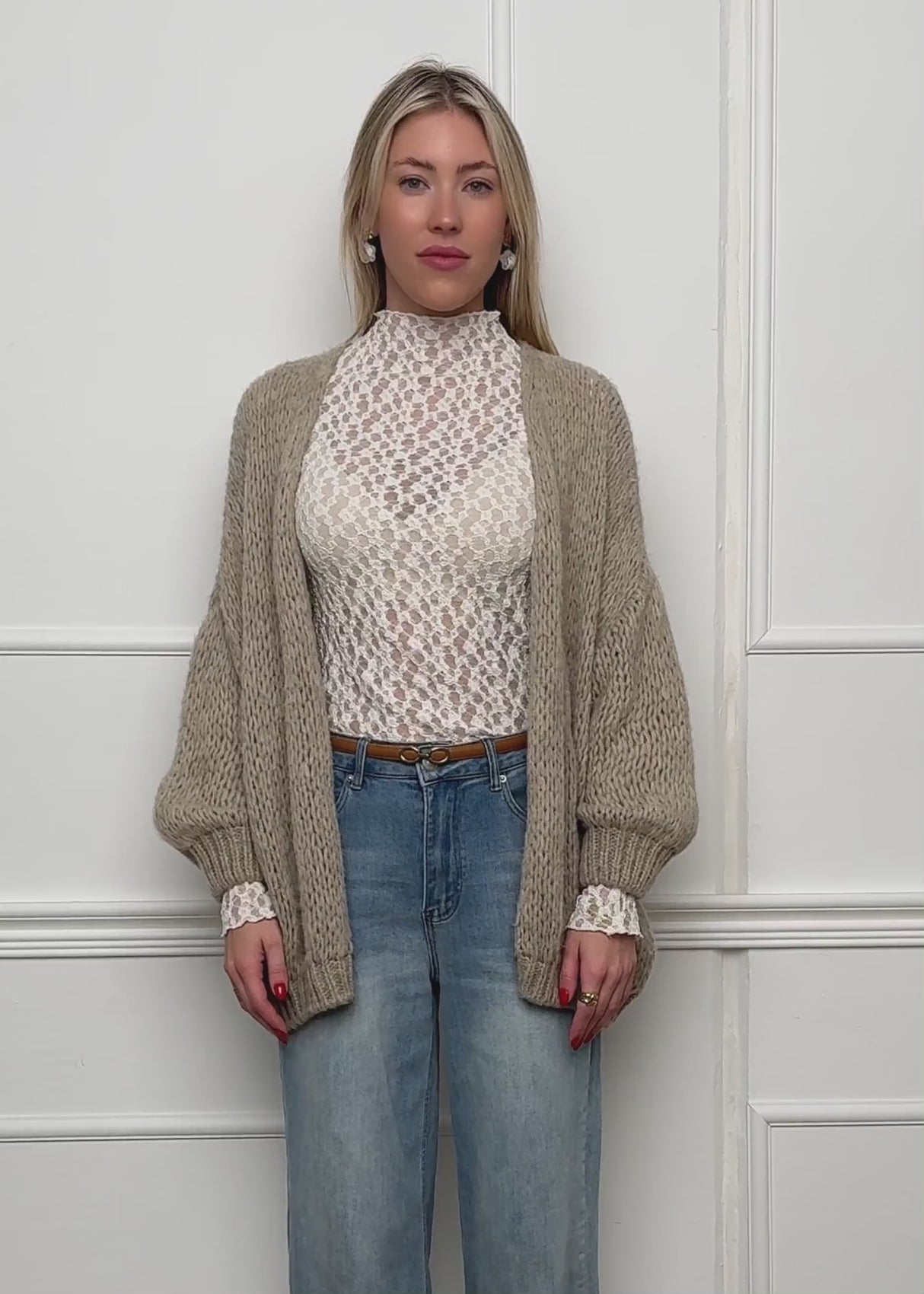 Oversize Cardigan - beige von SASSYCLASSY