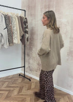 Oversize Cardigan mit Taschen - taupe
