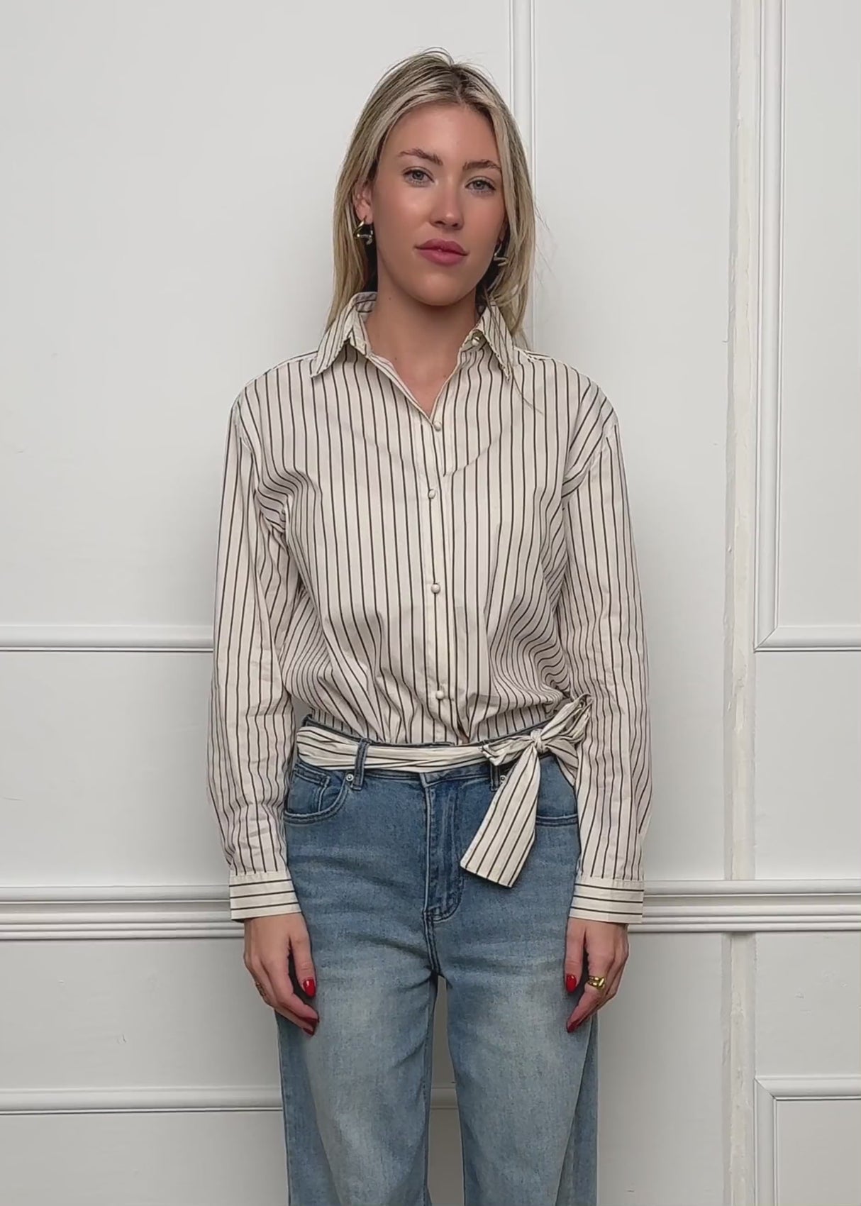 Gestreifte Schluppenbluse - beige von SASSYCLASSY