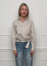 Gestreifte Schluppenbluse - beige