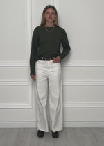Fine knit jumper with textured pattern - green