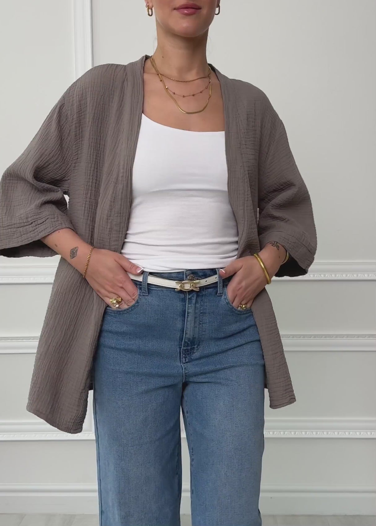 Musselin Kimono - taupe by SASSYCLASSY