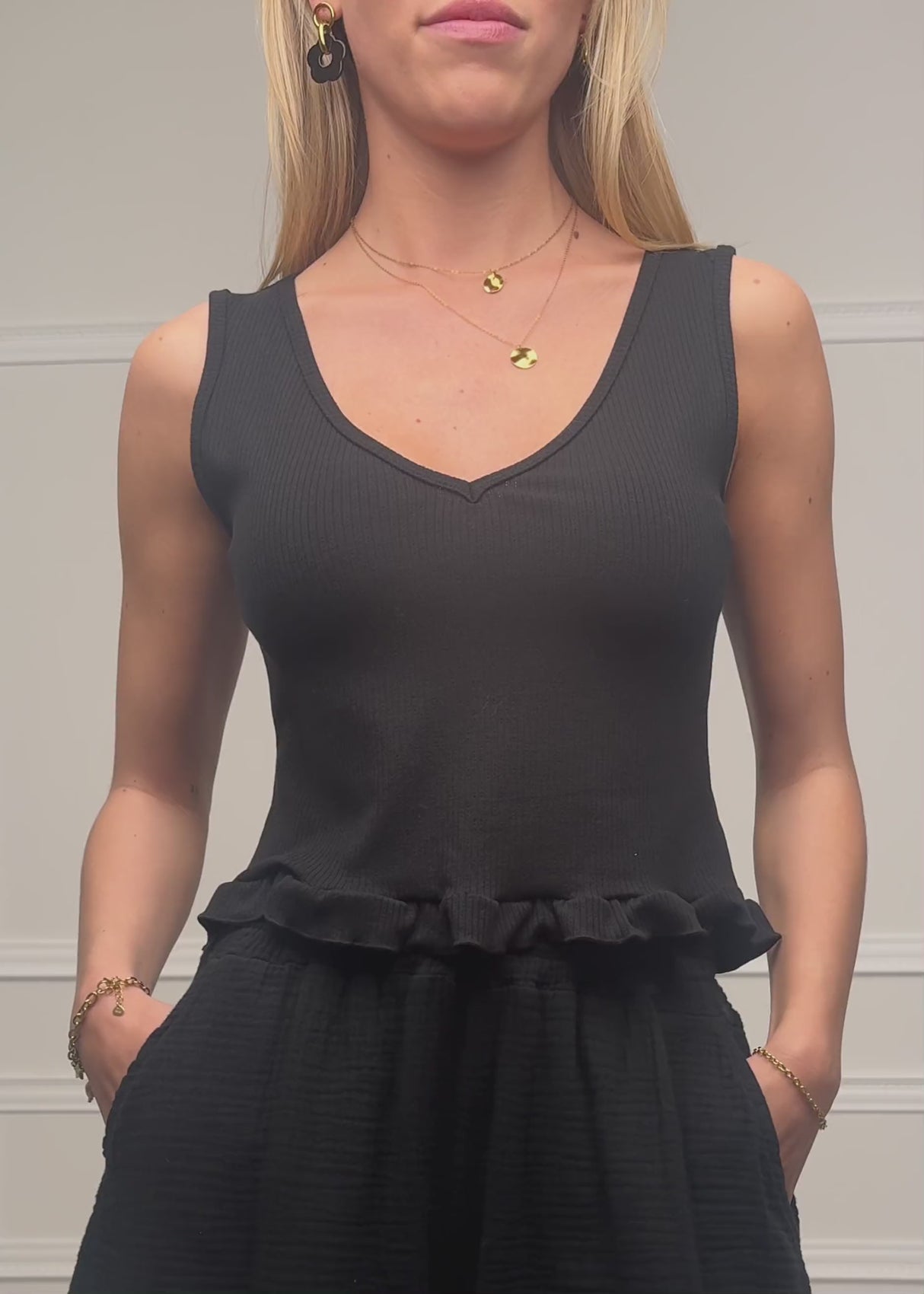 Top with ruffles - black by SASSYCLASSY