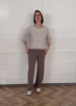 Gestreiftes Strickoberteil - taupe-offwhite