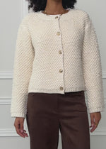 Bouclé Strickjacke - offwhite