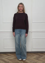 Fine knit sweater with textured stripes - brown
