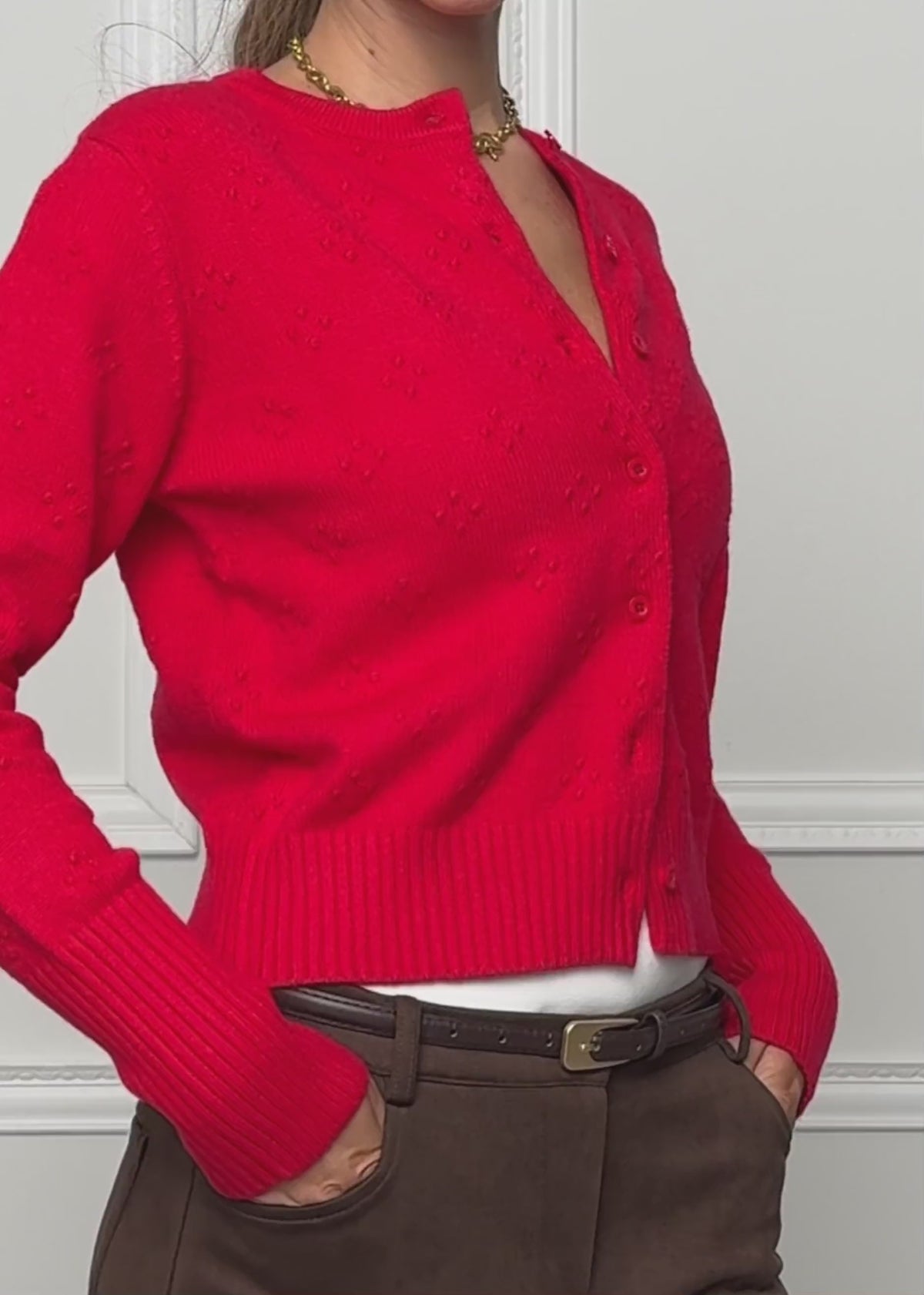 Feinstrickjacke mit Strukturmuster - rot by SASSYCLASSY