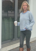 Gestreifter Pullover - hellblau