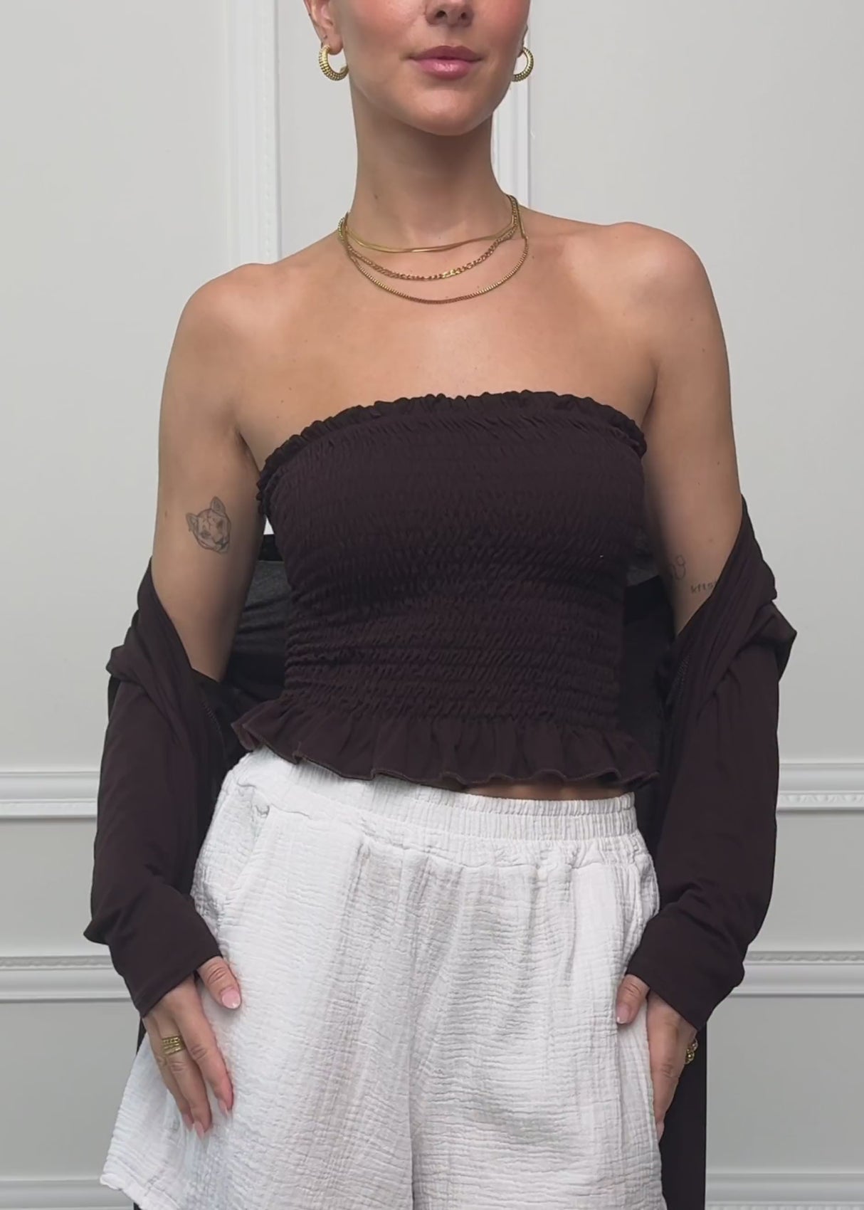Smok Bandeau-Top - schokobraun von SASSYCLASSY