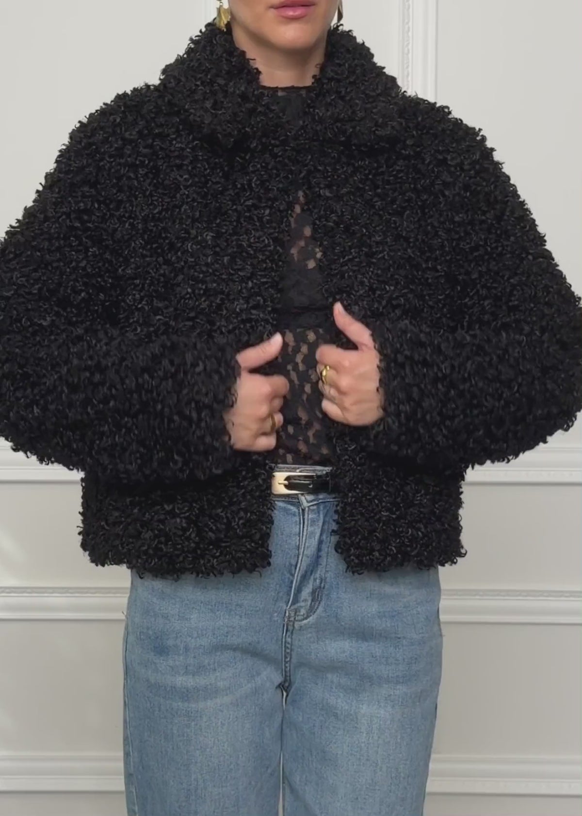 Jacke aus Teddyfell - schwarz von SASSYCLASSY