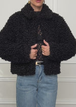 Jacke aus Teddyfell - schwarz